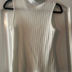 Vince Camuto Cream Ribbed Mock Neck Tank